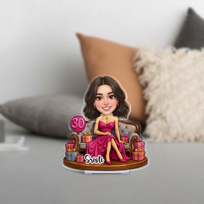 Personalized Birthday Queen Bobblehead Caricature with Battery Powered Moving Head Feature Keepsake Tabletop Decor for Home & Office Birthday, Sister, or Best Friend